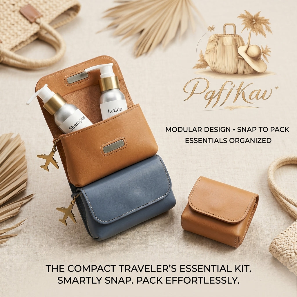 PqfjKav™ Modular Travel Organizer Kit | Magnetic Snap-to-Pack Toiletry Bag | Premium Portable Makeup & Essentials Pouch | Compact Travel Set for Frequent Flyers